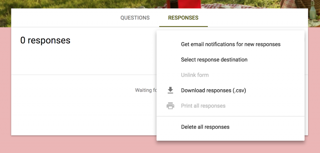 instructions to select email notification for google form submission